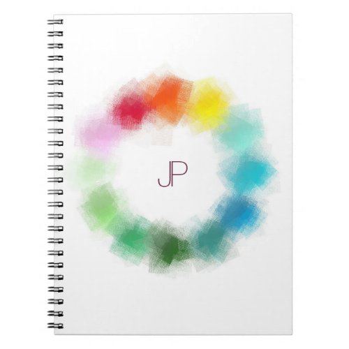Personalized Monogram Modern Colorful Template Notebook