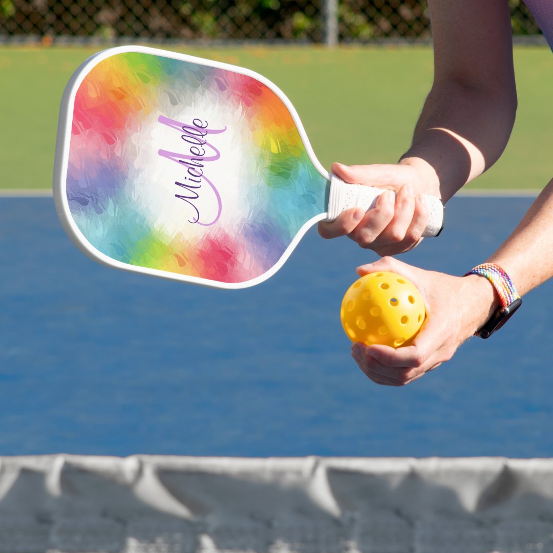 Personalized Monogram Modern Colorful Template Pickleball Paddle Zazzle