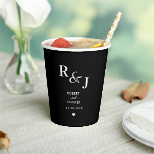 Personalized Monogram Modern Elegance Wedding Paper Cups