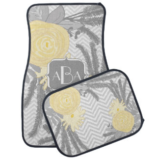 Personalized Monogram Modern Floral Any Color Car Floor Mat