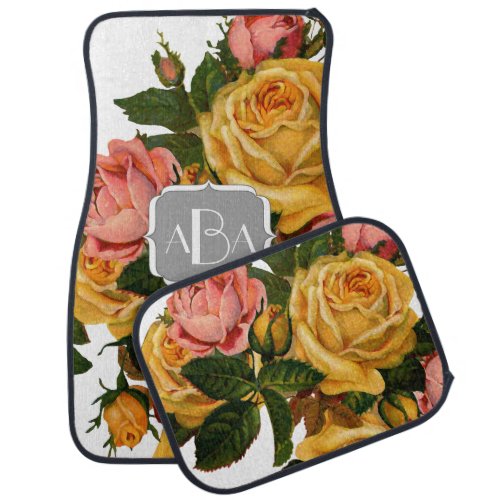 Personalized Monogram Modern Floral Any Color Car Floor Mat