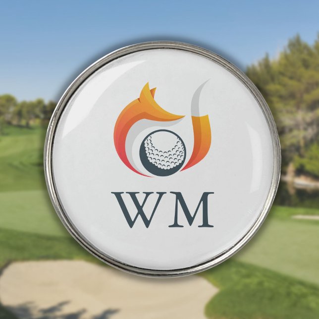 Personalized Monogram Modern Fox And Ball Golf Ball Marker (Personalized Monogram Modern Fox And Ball Golf Ball Marker)