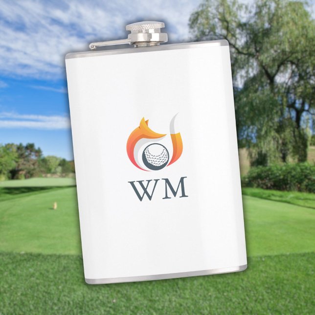 Personalized Monogram Modern Fox And Golf Ball Flask (Personalized Monogram Modern Fox And Golf Ball Flask)