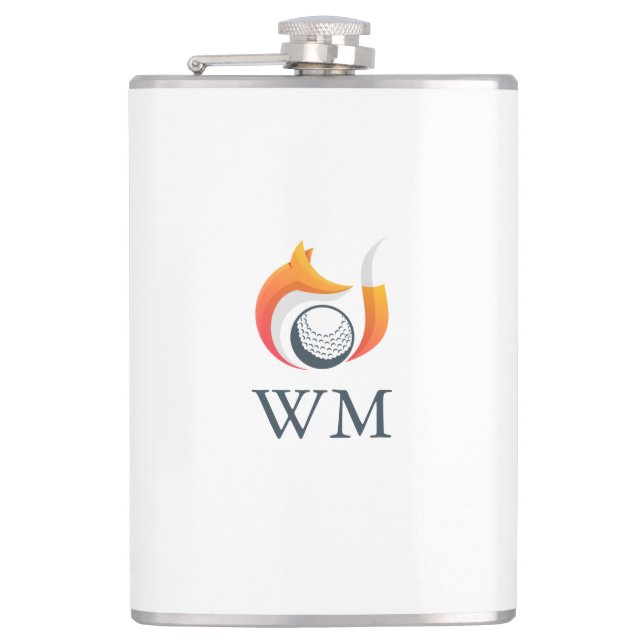 Personalized Monogram Modern Fox And Golf Ball Flask (Front)
