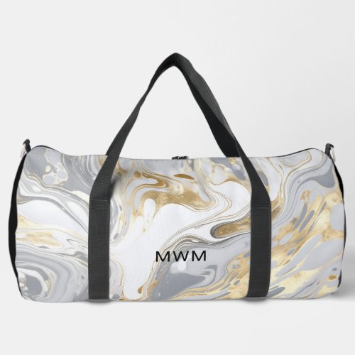 Personalized Monogram Modern Marble Duffle Bag