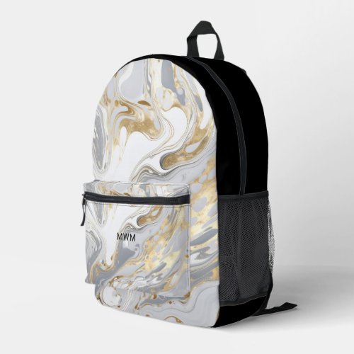 Personalized Monogram Modern Marble Printed Backpack