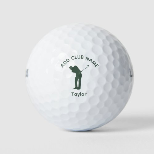 Personalized Monogram Modern Sage Green Club Name Golf Balls