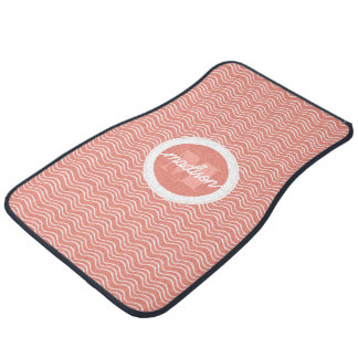 Personalized Monogram Modern Waves Pattern Car Floor Mat