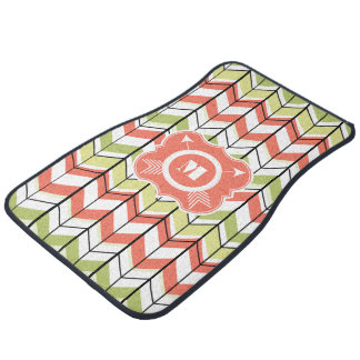 Personalized Monogram Modern Zig Zag Pattern Car Floor Mat