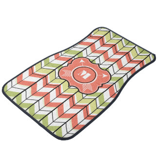 Personalized Monogram Modern Zig Zag Pattern Car Floor Mat