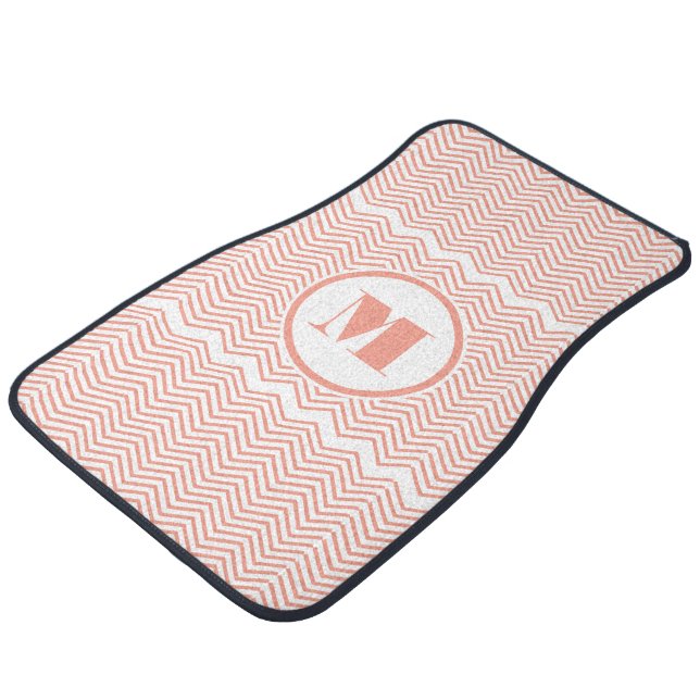 Personalized Monogram Modern Zig Zag Pattern Car Mat (Angled)
