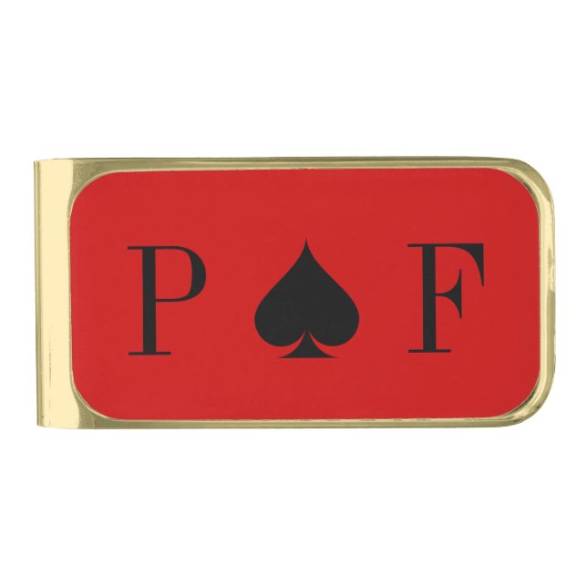 Personalized monogram money clip | Ace of spades (Front)