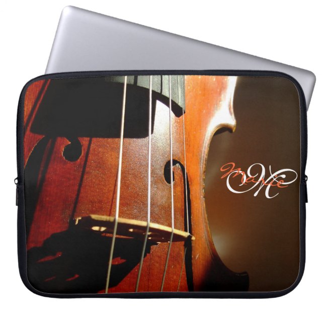 Personalized Monogram Music Violin Laptop Sleeve (Front)
