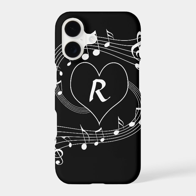 Personalized Monogram Musical notes heart Case-Mate iPhone Case (Back)