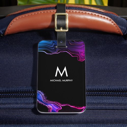 Personalized Monogram Name Agent Agate Purple  Luggage Tag