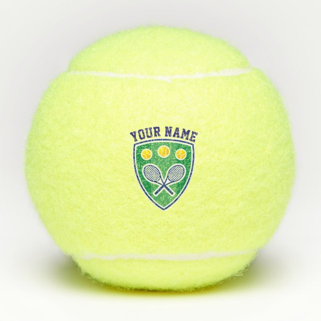 Personalized monogram name and logo yellow tennis balls (Front)
