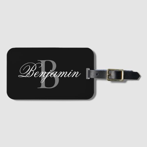 Personalized Monogram Name Black And Grey  Luggage Tag