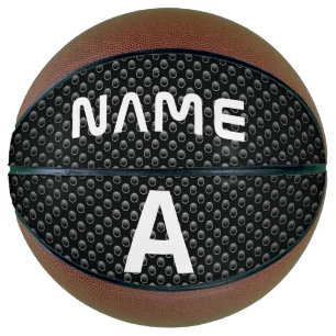 Personalized Monogram Name Black and White Texture Basketball