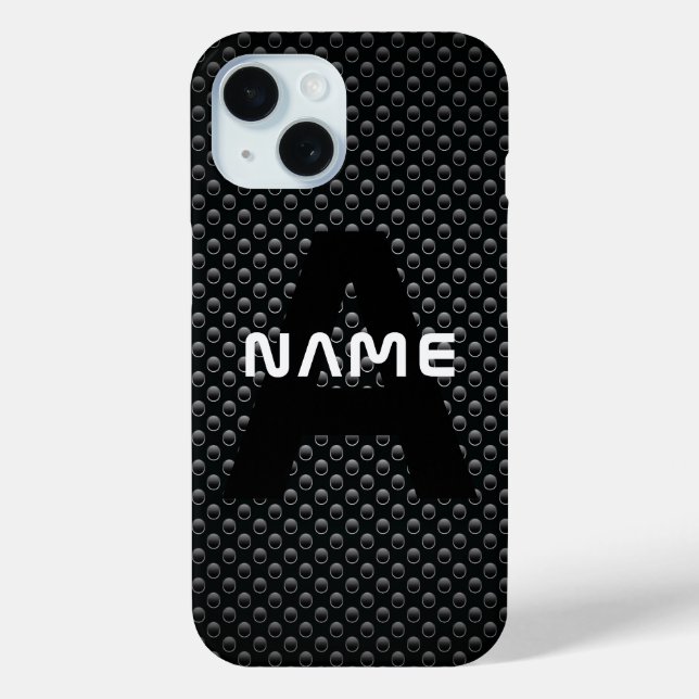 Personalized Monogram Name Black and White Texture Case-Mate iPhone Case (Back)