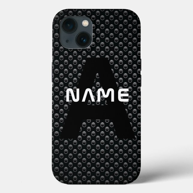 Personalized Monogram Name Black and White Texture Case-Mate iPhone Case (Back)