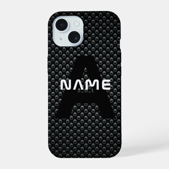 Personalized Monogram Name Black and White Texture Iphone Case (Back)