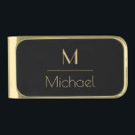 Personalized Monogram | Name Black & Gold  Gold Finish Money Clip<br><div class="desc">Personalized Monogram Black & Gold Art Deco Font,  The template is set up ready for you to customize with your name and initial,  If you would like to change the color or style of the font click customize further that the end of the template.</div>