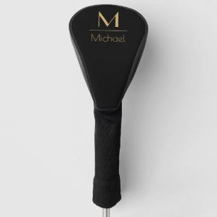 Personalized Monogram Name Black & Gold Golf Head Cover