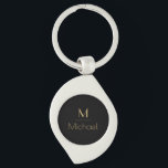Personalized Monogram | Name Black & Gold Keychain<br><div class="desc">Personalized Monogram Black & Gold Art Deco Font,  The template is set up ready for you to customize with your name and initial,  If you would like to change the color or style of the font click customize further that the end of the template.</div>