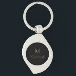 Personalized Monogram | Name Black & Gold Keychain<br><div class="desc">Personalized Monogram Black & Gold Art Deco Font,  The template is set up ready for you to customize with your name and initial,  If you would like to change the color or style of the font click customize further that the end of the template.</div>