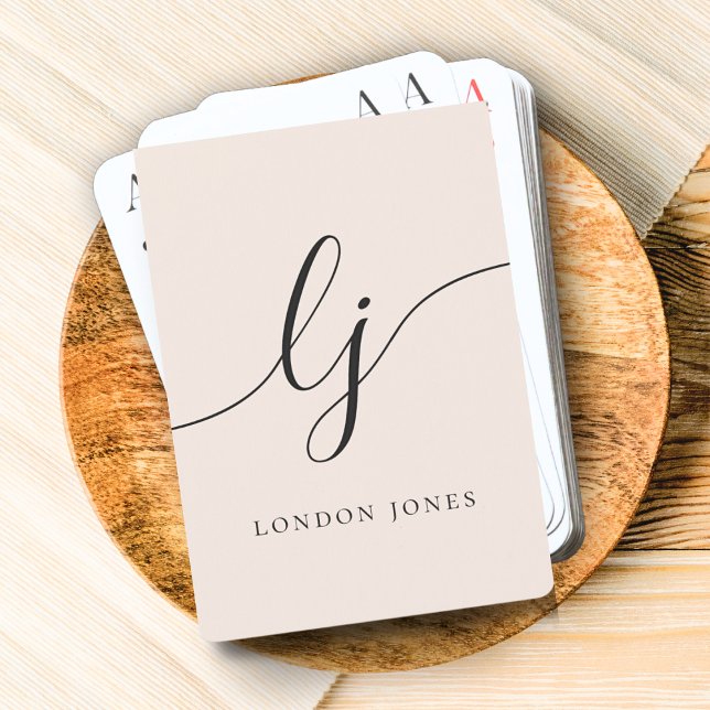 Personalized Monogram Name Calligraphy Script Poker Cards (Creator Uploaded)
