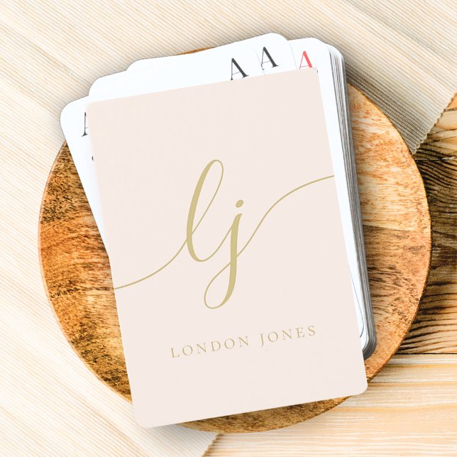 Personalized Monogram Name Calligraphy Script Poker Cards (Creator Uploaded)