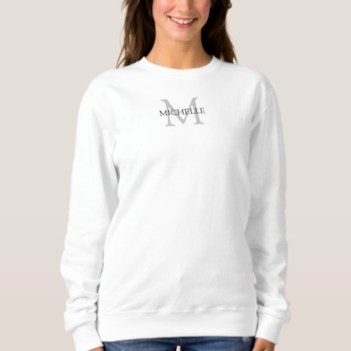 Personalized Monogram Name Clothing Womens White Sweatshirt