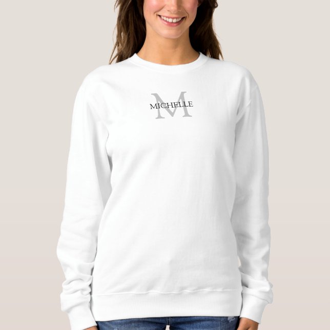 Personalized Monogram Name Clothing Women's White Sweatshirt (Front)