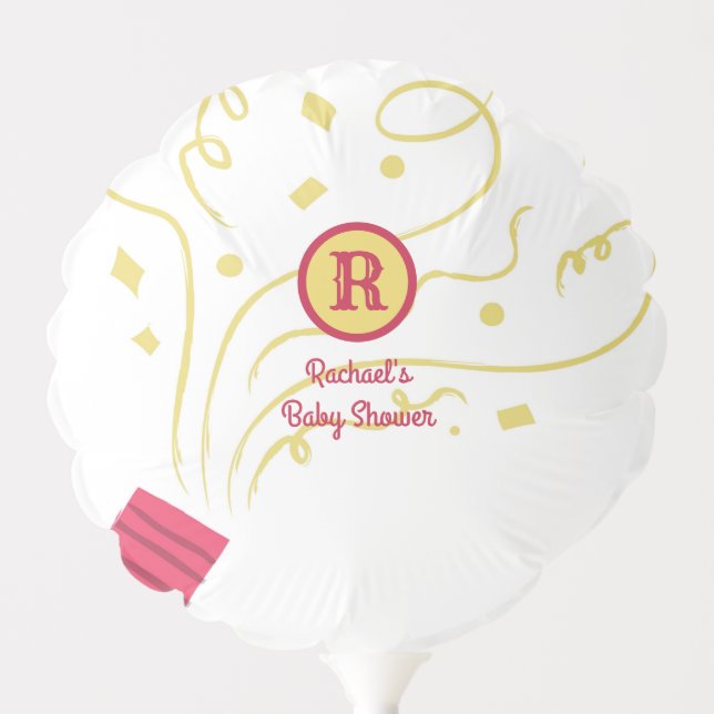 Personalized monogram name confetti baby shower balloon (Front)