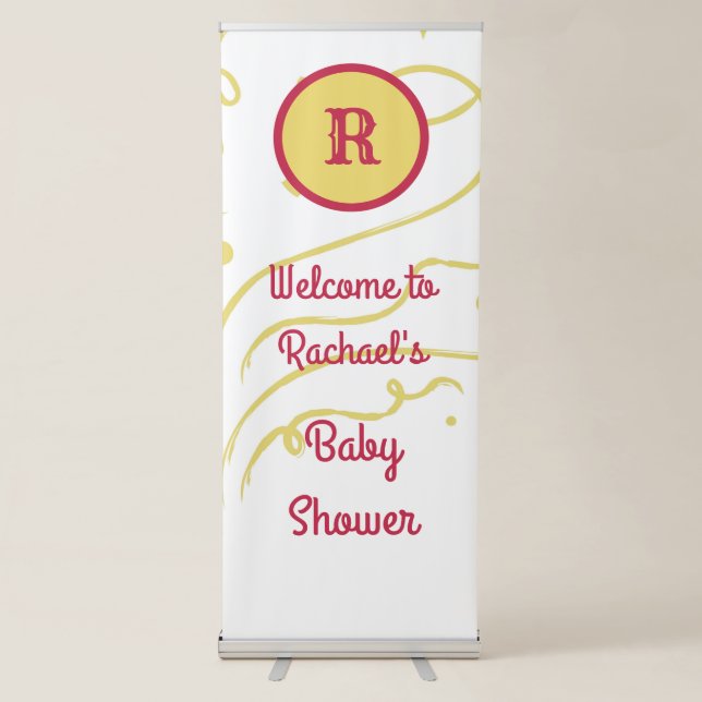 Personalized monogram name confetti baby shower retractable banner (Front)