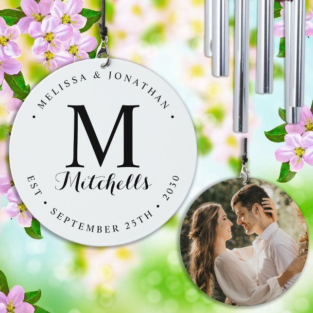 Personalized Monogram Name Date Photo Wedding Wind Chime (Creator Uploaded)