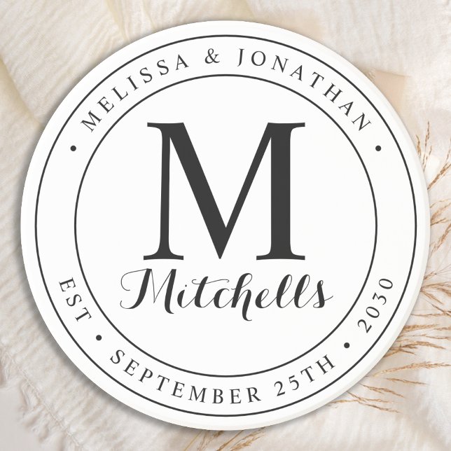 Personalized Monogram Name Date Wedding Coaster (Creator Uploaded)