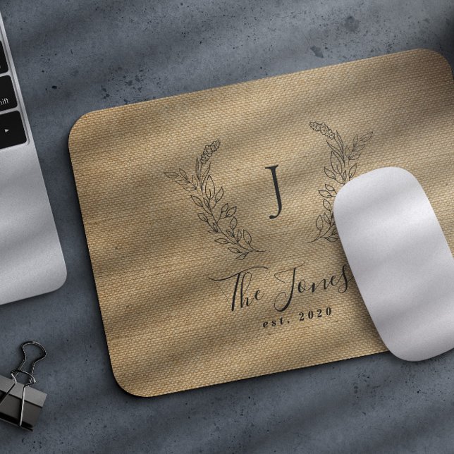 Personalized monogram name elegant chic mouse pad (Creator Uploaded)