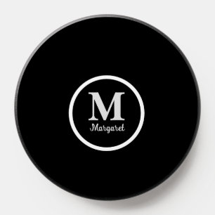 Personalized Monogram Name Elegant Modern Black PopSocket