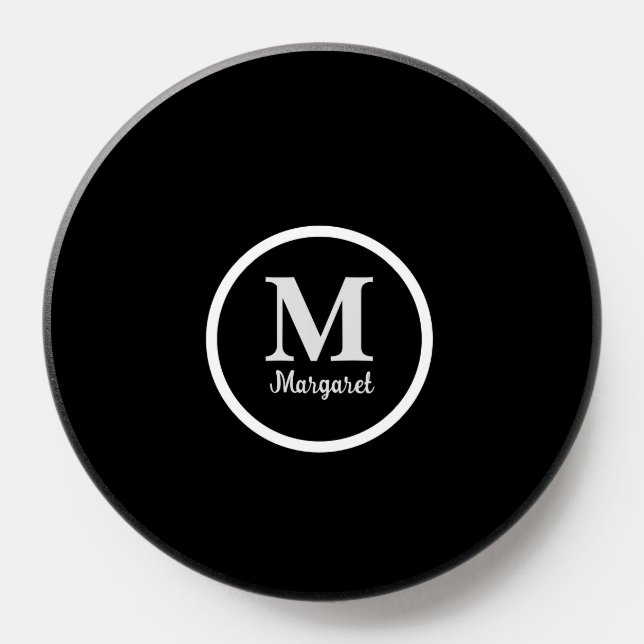 Personalized Monogram Name Elegant Modern Black PopSocket (Popsocket)