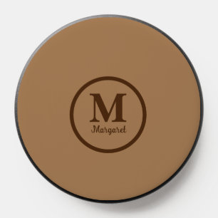 Personalized Monogram Name Elegant Modern Brown PopSocket