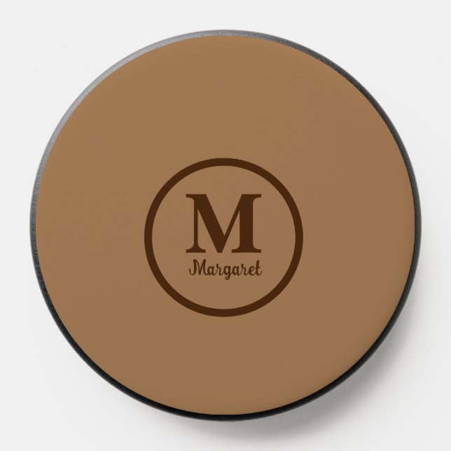 Personalized Monogram Name Elegant Modern Brown  PopSocket (Popsocket)