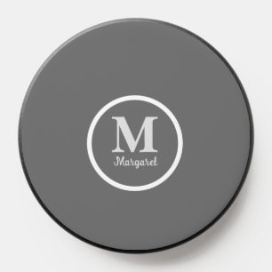 Personalized Monogram Name Elegant Modern Grey PopSocket