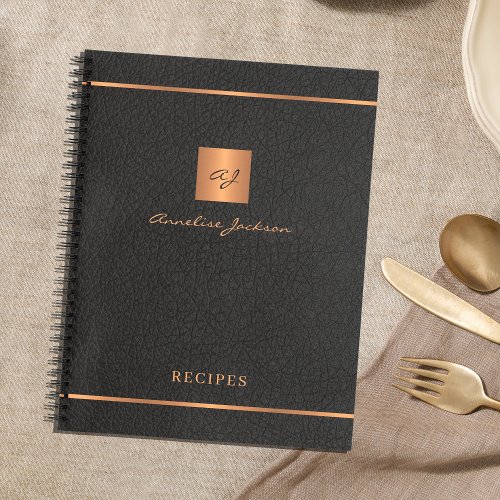 Personalized monogram name elegant recipes journal