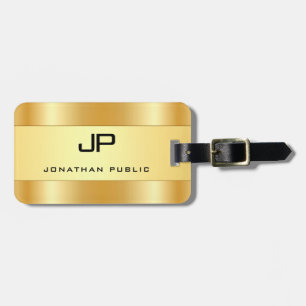 Personalized Monogram Name Faux Gold Glamorous Luggage Tag