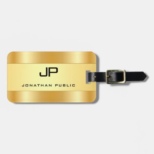 Personalized Monogram Name Faux Gold Glamorous Luggage Tag