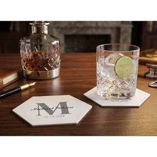 Personalized Monogram & Name for Groomsmen Paper Coaster