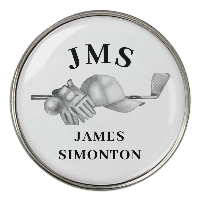 Personalized Monogram Name Golf Club Hat Glove Ball Marker (Front)
