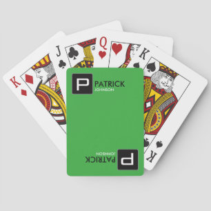 personalized monogram name/initial on green poker cards