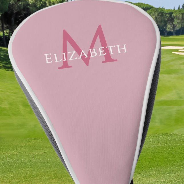 Personalized Monogram Name Initial Pink Golf Head Cover (Personalized Monogram Name Initial Pink Golf Head Cover)